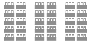 Maximum 90 Seats, at 30 tables of 3 people